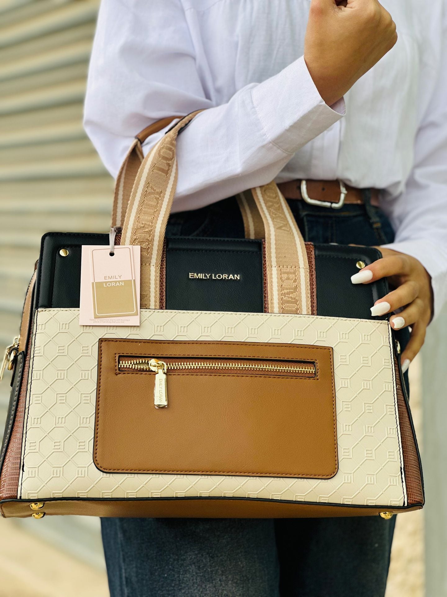 Emily Loran Elegant Pastel Multi-Tone Tote Bag