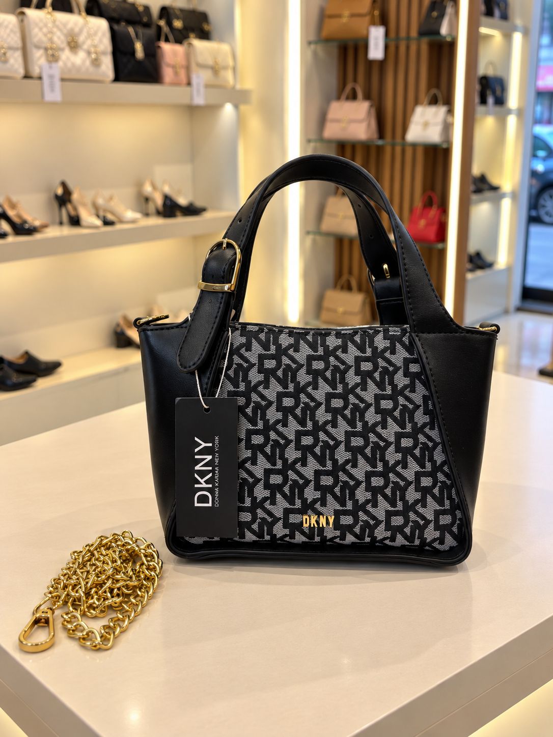 DKNY Monogram Jacquard Small Satchel Bag